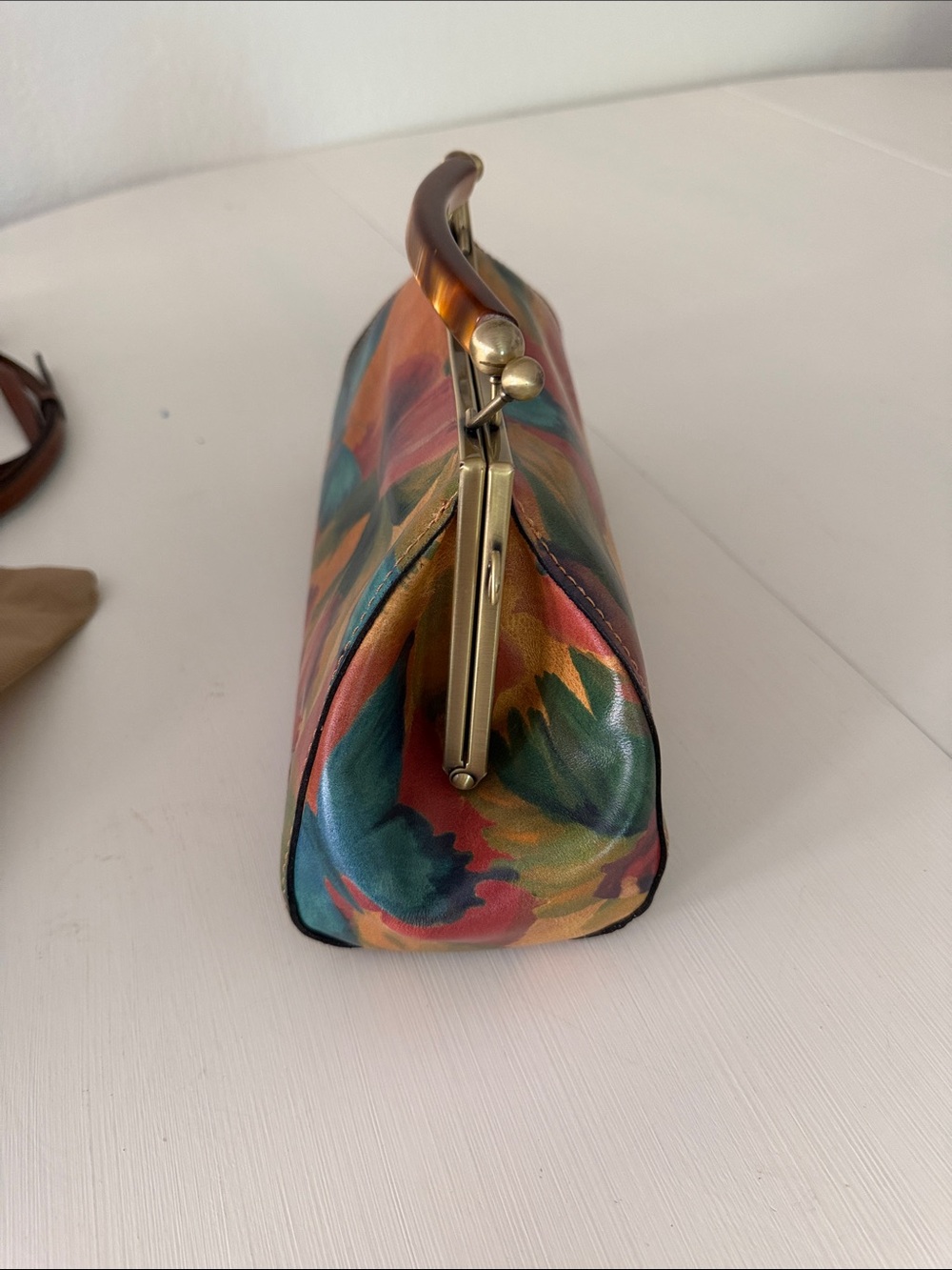 Patricia Nash Multicolor Butterfly Print Top-Handle Crossbody - Teal & Orange - Picture 3 of 5